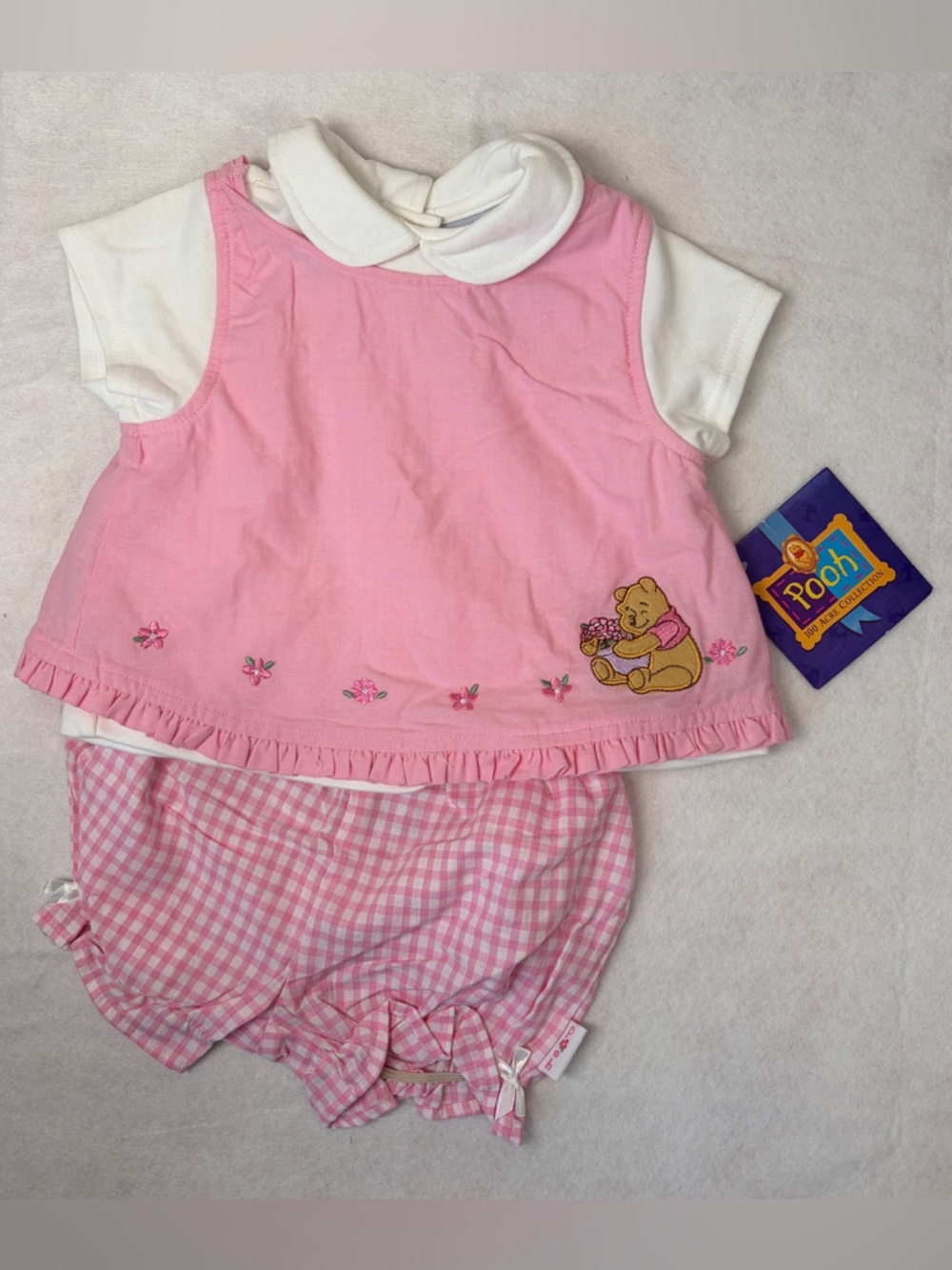 VTG NWT Winnie The Pooh Collection Top Peter Pan Collar Apron Dress Bloomers Set